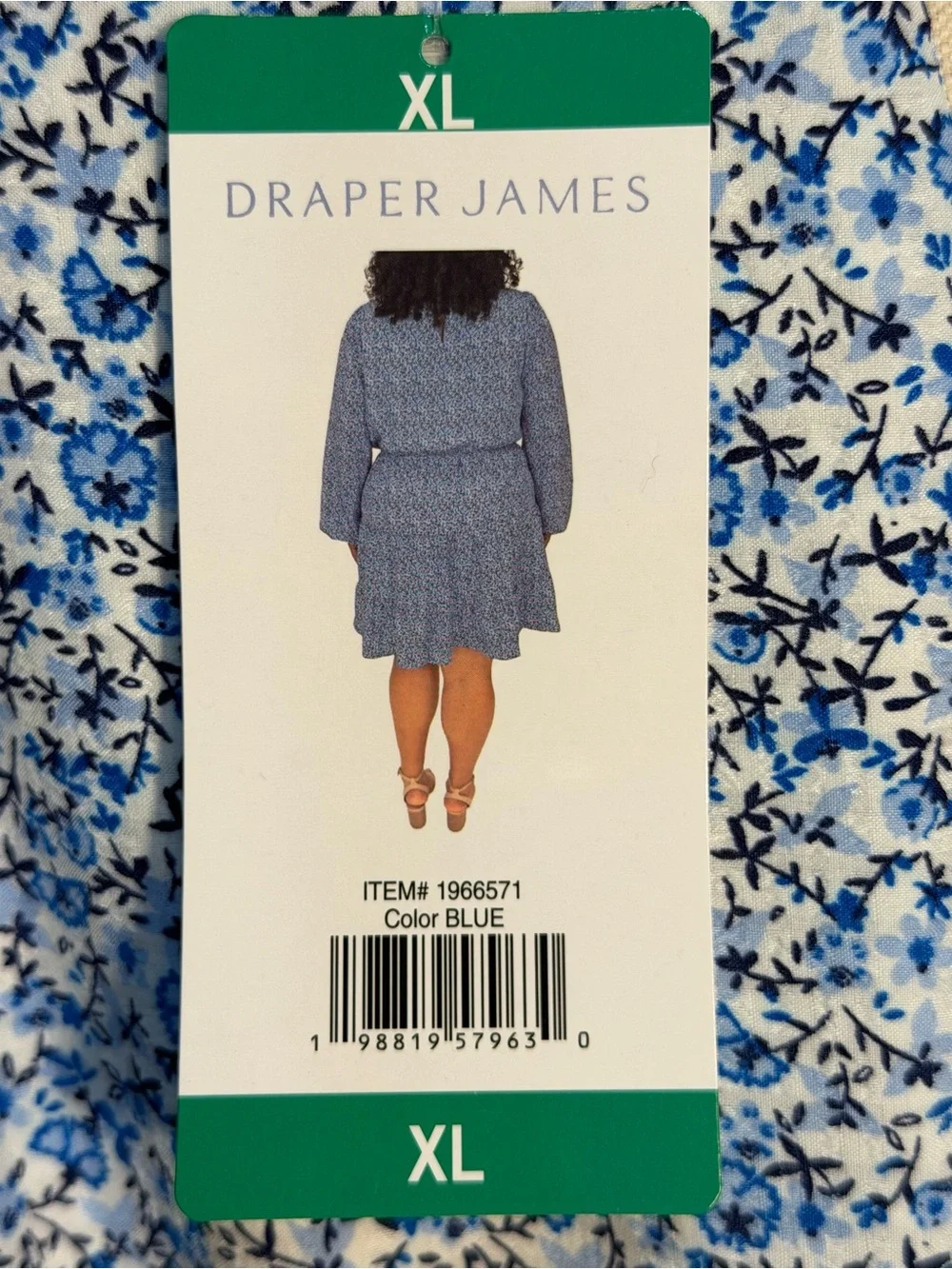 Draper James Women’s Tiered Dress NWT Size XL Blue Long Sleeve Belted
